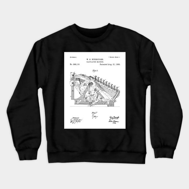 Adding Machine Patent - Accountant Accounting Office Art - White Crewneck Sweatshirt by patentpress